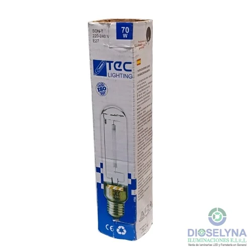 LAMPARA VAPOR SODIO TUBULAR 70W 2000K E27 TEC