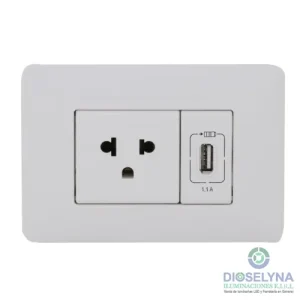 TOMA CARGADOR USB + TOMA UNIVERSAL 2P+T 15A 250V BLANCO BTICINO