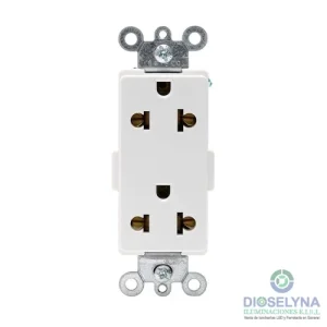 TOMACORRIENTE DOBLE UNIVERSAL EMPOTRABLE DECORA 15A/ 16A L/T 250V BLANCO LEVITON