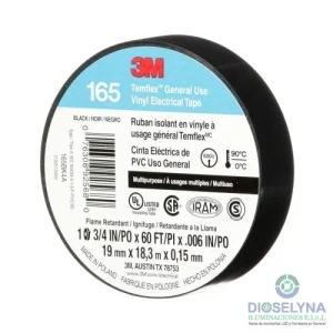 CINTA AISLANTE TEMFLEX 165 VINILO 3/4 X 18MTS NEGRO 3M