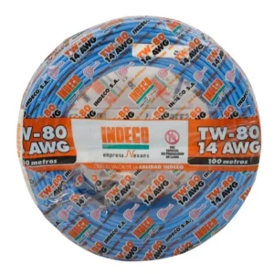 CABLE ELECTRICO TW-80 14 AWG AZUL X 100M INDECO