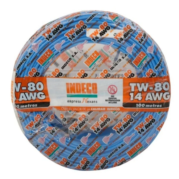 Cable TW-80 14 AWG azul 100m conductor cobre aislado PVC