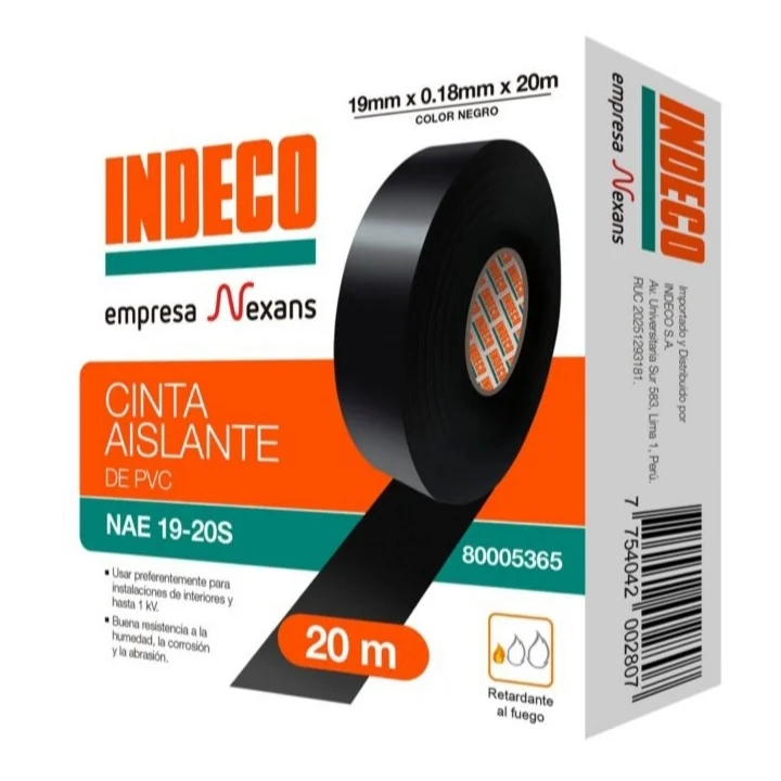 CINTA AISLANTE ANTIFLAMA NEGRA 600 V 3/4» 20 MTS NEX-TAPE INDECO
