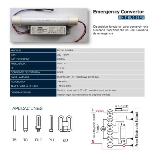 KIT DE EMERGENCIA PARA LAMPARAS T5/T8 ( PLC/PLL) 220-240V FALKE