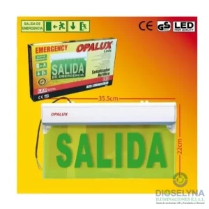 SEÑAL DE SEGURIDAD LED »SALIDA« 35.5X22CM ILUMINADA OPALUX