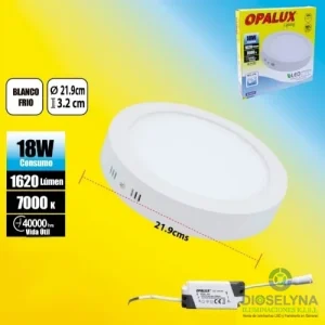 PANEL LED REDONDO ADOSABLE 18W 7000K LUZ BLANCA 100-240V 1620LM OPALUX