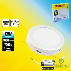 PANEL LED REDONDO ADOSABLE 12W 7000K LUZ BLANCA 100-240V 1080LM OPALUX