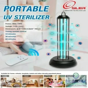 LAMPARA UVC DESINFECTANTE  Y GERMICIDA  DE 38W LIBRE DE OZONO C/CONTROL REMOTO Y BOMBILLA PLL AC110V-220V OSLER