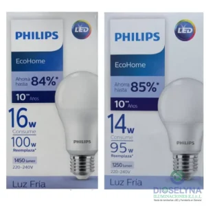 LAMPARA LED BULB 16W/ 14W/ 12W/ 10W/ 7W 6500K 220-240V E27 ECOHOME PHILIPS