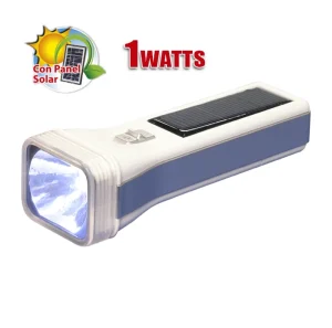 LINTERNA 1LED 1W CON PANEL SOLAR Y BATERIA RECARBABLE DE 500MAH BLANCO, 2 TIEMPOS. BLISTER OPALUX