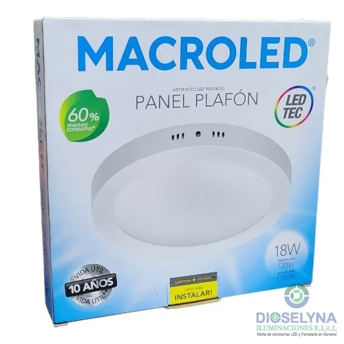 PANEL PLAFÓN REDONDO 18W 6000K AC85-265V MACROLED
