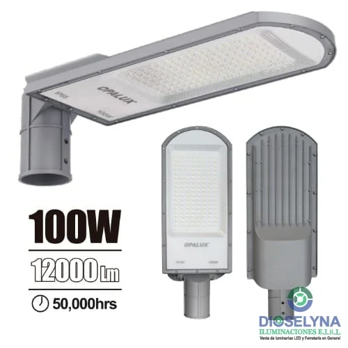 luminaria alumbrado publico led 100w 3000k ip66 opalux