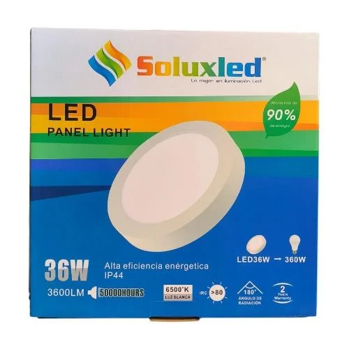 Panel LED circular 36W Soluxled IP44 6500K adosable techo