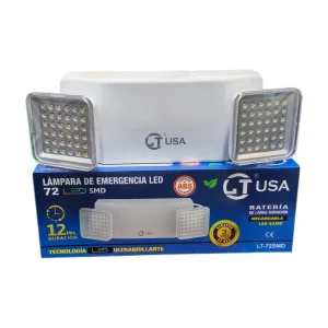 Lámpara de Emergencia LT-72SMD 2 Faros LED 12HRS LT USA