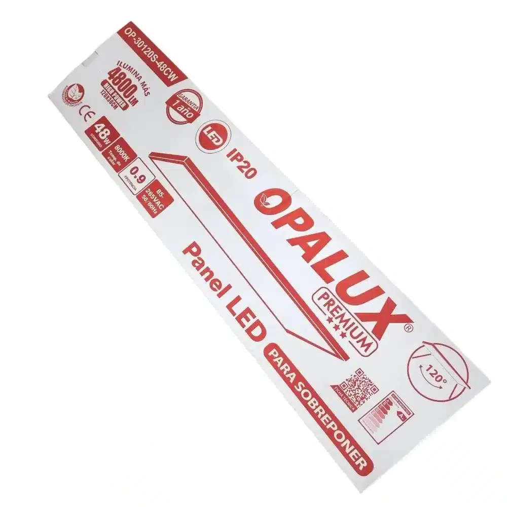 panel led opalux 48w 120x30cm sobreponer op30120s48cw luz blanca